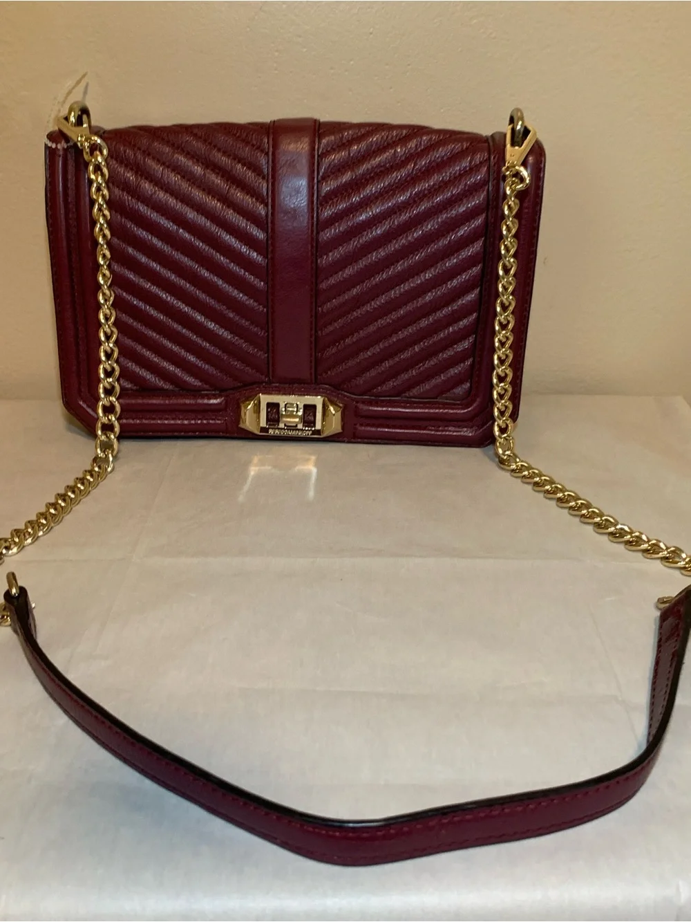 Rebecca Minkoff Love Quilted Leather Crossbody in Merlot